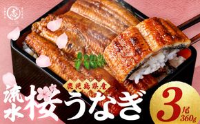 ＜入金確認後、2週間以内に発送！＞ うなぎの柳澤 流水桜うなぎの蒲焼き 計3尾＜計360g＞ a4-096-2w