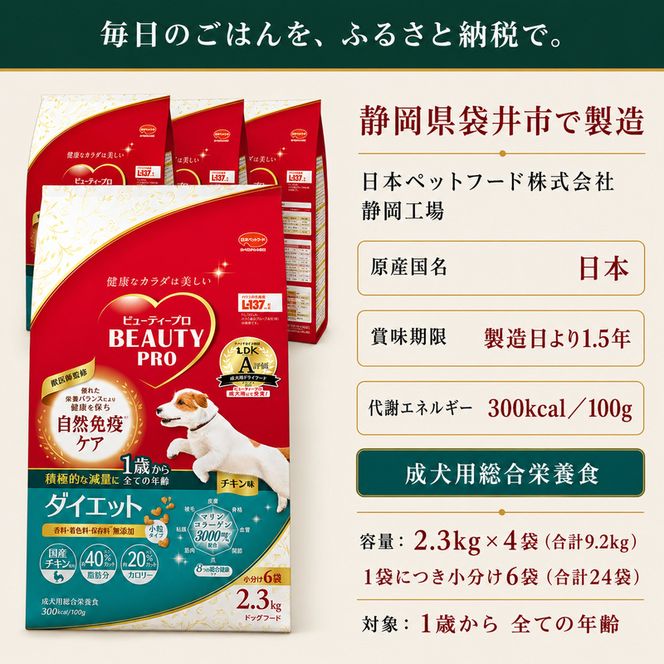 ビューティープロ ドッグ ダイエット 1歳から 2.3kg ｘ4(ケース単位) ドッグフード