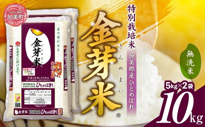 金芽米 無洗米 10kg ( 5kg ×2袋) 特別栽培米 ひとめぼれ 令和7年 加美産 [ 宮城県 加美町 ] km-km-knm10-r7
