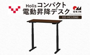 Holis コンパクト電動昇降デスク DD-HC12060-DB 机 デスク リモートワーク 在宅 テレワーク パソコンデスク 電動 昇降 ワークデスク 収納 書斎 静岡 袋井市