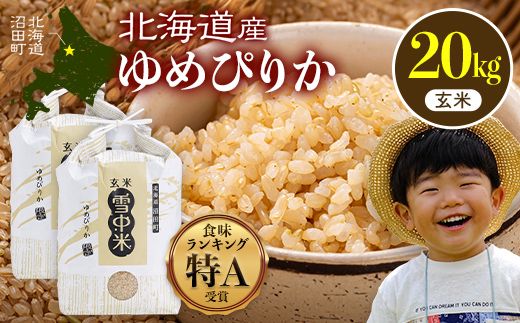 令和8年産 特Aランク米 ゆめぴりか 玄米 20kg（10kg×2袋）【7月発送】雪冷気 籾貯蔵 雪中米 北海道 nr-1656