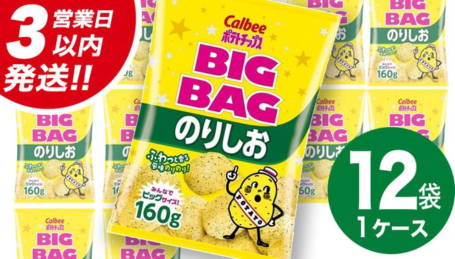 【最短3営業日！スピード発送】 カルビー ポテトチップス BIGBAG 160g のりしお 1ケース ( 12袋 ) ポテチ お菓子 おかし 大量 スナック おつまみ ジャガイモ じゃがいも まとめ買い 数量限定