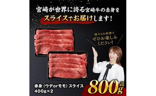 ※発送時期が選べる※宮崎牛赤身すきしゃぶ 800g (400g×2) 【 肉 牛肉 国産 宮崎県産 宮崎牛 黒毛和牛 和牛 すき焼き しゃぶしゃぶ 焼きしゃぶ 4等級  A4ランク ウデ モモ 】 [E11119]