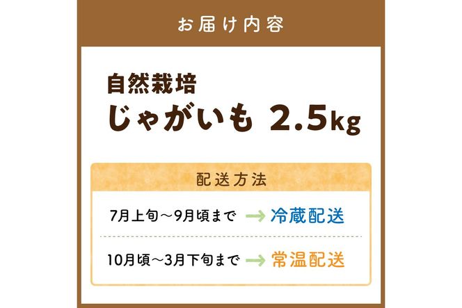 自然栽培じゃがいも 2.5kg 京都・京丹後産 自然栽培 旬野菜　じゃがいも 芋 いも 野菜 やさい 根菜 旬 京都 京丹後 自然栽培 農薬不使用　AB00009