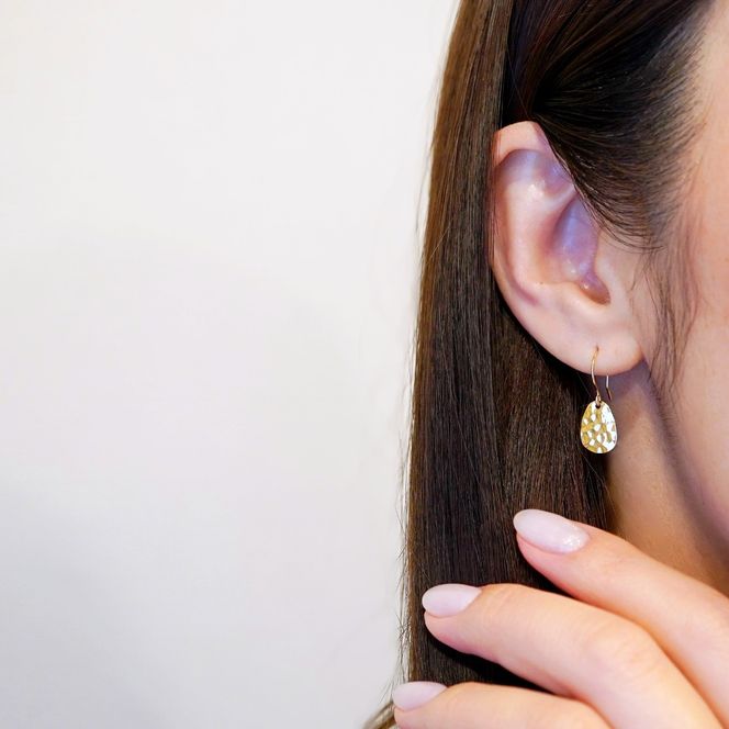 K18 イエローゴールド 地金 テクスチャー フック ピアス 保証書付 NO.464 SWAD041