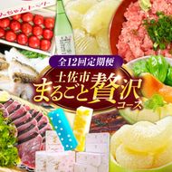 【全12回定期便】土佐市まるごと贅沢定期コース / トイレットペーパー 藁焼き うつぼ 生かつお 鰹 たたき 土佐文旦 メロン しんちゃんトマト ピーマン アイス くずバー ネギトロ かつおめし 日本酒 高知県 土佐市【土佐市】[BQCD015]
