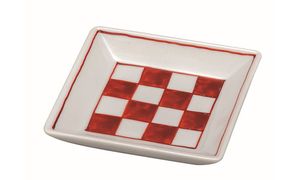 九谷焼　3号皿・赤絵石畳 5枚セット a01 民芸品 工芸品 焼き物 食器