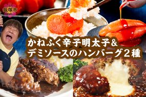 【A5-301】かねふく辛子明太子&デミソースのハンバーグ2種セット