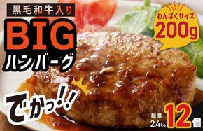 010B1597 特大ハンバーグ 12個 黒毛和牛入り【BIGサイズ 200g ハンバーグ 牛肉 はんばーぐ 小分け 惣菜 冷凍 一人暮らし 数量限定】