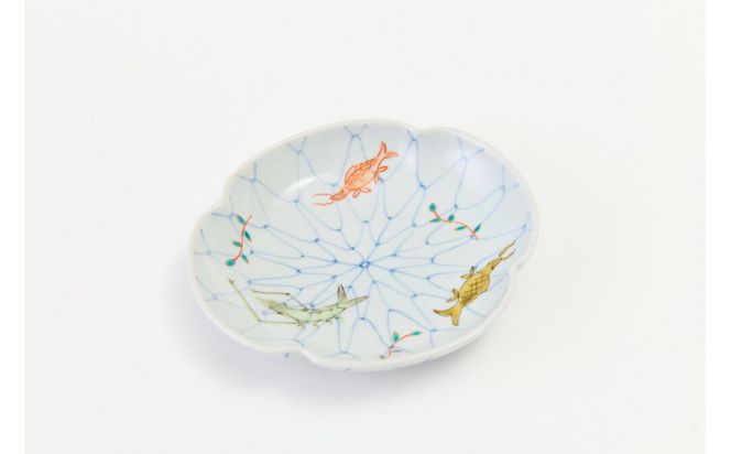 5寸モッコ型皿揃　網魚文（5枚組） 172111_CY19004