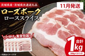 【発送時期が選べる・小分け・真空パック】 国産豚肉 ローススライス 200g×5p (1kg) ( 茨城県共通返礼品・茨城県産 ) ブランド豚 ローズポーク 茨城 国産 豚 豚肉 豚ロース ロース 豚しゃぶ しゃぶしゃぶ 生姜焼き 冷凍 発送時期が選べる 小分け 真空パック