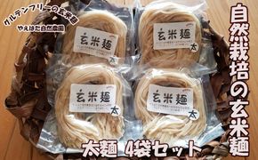 自然栽培の玄米麺　太麺4袋セット 【2422】
