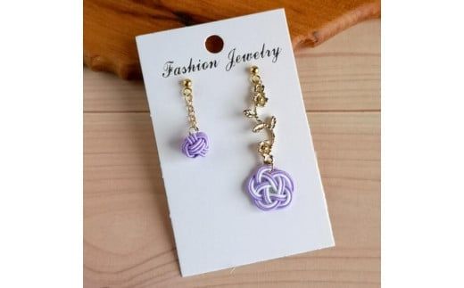 ＊桔梗色＊　『花時』アシンメトリーピアス/水引ピアス　AM00317