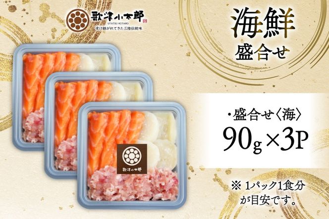 詰め合わせ 漁師めし 盛合せ 〈海〉 90g×3 計270g [橋本水産食品 宮城県 南三陸町 m304amh590010] 魚介 魚介類 魚 海鮮 海鮮丼 丼 サーモン 銀鮭 鮪 まぐろ マグロ 鮭 まぐろたたき 小分け 個包装 冷凍 三陸 ホタテ 帆立 ほたて