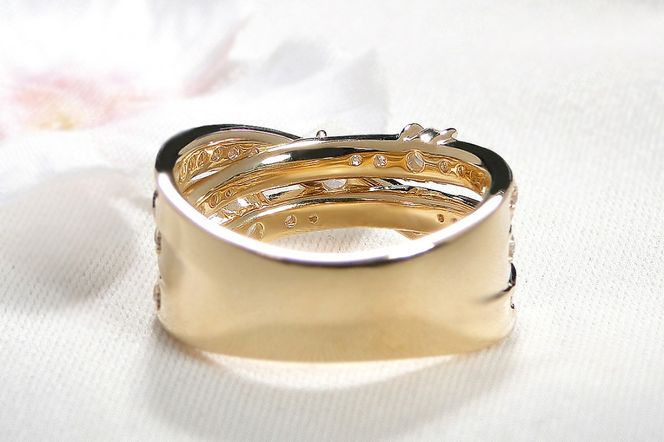 K18YG ハート＆キューピッド ダイヤモンド リング 【0.98ct】鑑別カード・スコープ付 CSR00363-18Y SWAV079