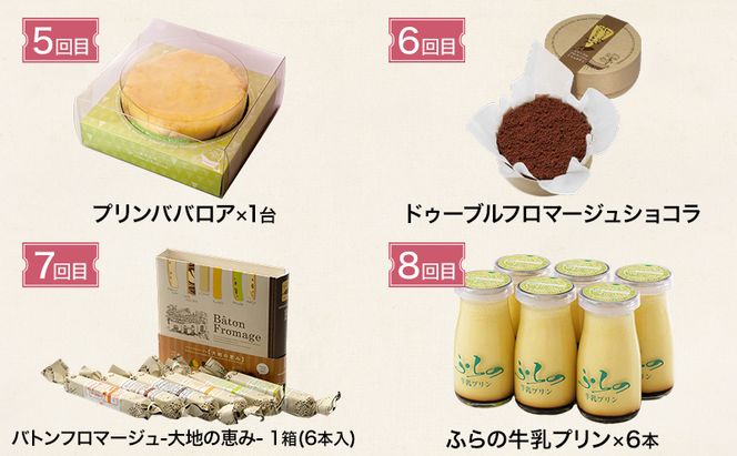 ◆12ヵ月連続お届け◆菓子工房フラノデリス 厳選スイーツ 定期便( お菓子 スイーツ デザート お祝い おやつ 贈り物 ギフト 甘い 手作り 北海道 道産 富良野 ふらの )