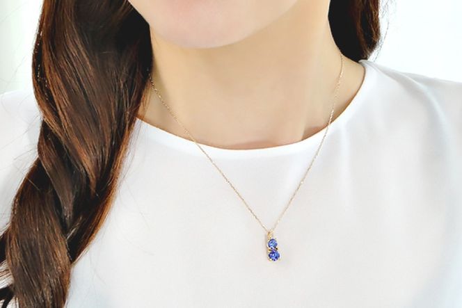ネックレス K18YG イエローゴールド 大粒 タンザナイト 1.5ct ラウンド ダブルサークル ペンダント【f206-k18yg】 [株式会社オーダーメイドジュエリーメイ 山梨県 韮崎市 20743763] アクセサリー アクセ  ジュエリー レディース