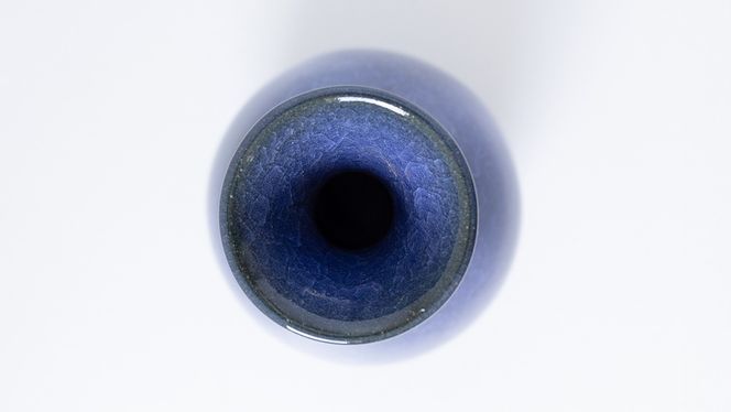 【氷裂貫入瑠璃青瓷】花器 （小野寺裕司 作） 径5.3cm×高さ16.2cm | 花 花瓶 陶器 陶芸 インテリア [EW36-NT]