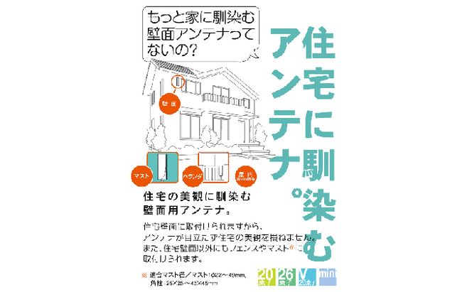 地デジアンテナ スカイウォーリー ミニ ブースター内蔵 ブラックブロンズ 電化製品 テレビ 壁面用 屋外 