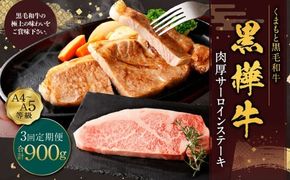 【定期便】黒樺牛 【3回定期便】肉厚サーロインステーキ 約300g 合計約900g お肉 肉 牛肉 ブランド黒毛和牛 和牛 黒毛和牛 ブランド牛 サーロイン ステーキ ロースステーキ 冷凍 国産 九州産 冷凍