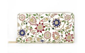 【文庫屋大関】 大容量　ぐるっとファスナーの長財布　花更紗【皮革工芸品】 ファッション小物 民芸品 