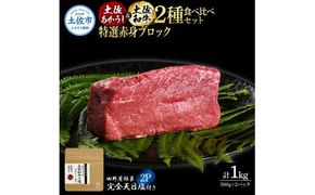 土佐あかうし＆土佐和牛2種食べ比べ 特選赤身ブロック500g 計2P 田野屋銀象完全天日塩2P付 牛肉 肉 お肉 和牛 国産 牛 赤身 ヒレ カルビ ロース ブロック【株式会社LATERAL】 [BQAU087]