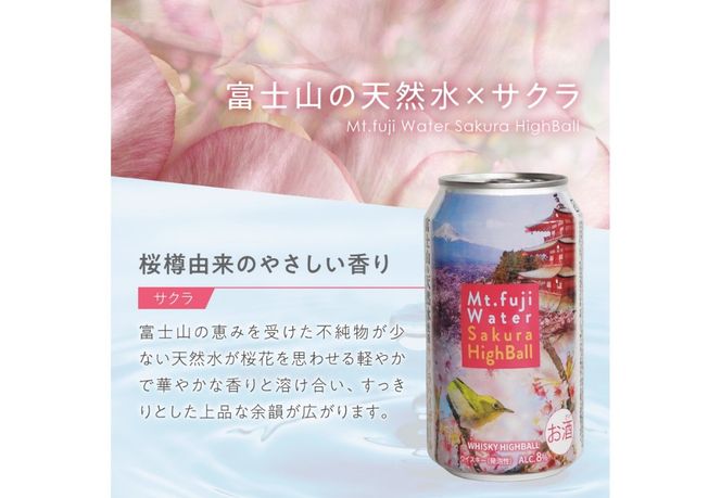 【 選べる種類 】 富士山ハイボール （ ミズナラ / サクラ ）　350ml×24本入り　ウイスキー 缶 お酒 アルコール ギフト プレゼント 父の日 家飲み 山梨 富士吉田