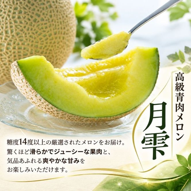 〈先行受付〉【2027年夏発送】北海道 青肉メロン 月雫 秀品 2玉 約1.6kg 計約3.2kg以上 令和9年 メロン 果物 フルーツ 旬 季節 希少 甘い 豊潤 国産 北海道産 デザート ご褒美 産地直送 ギフト お祝い 贈答品 贈り物 お取寄