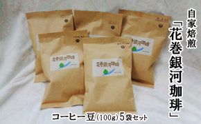 【思いやり型返礼品】自家焙煎「花巻銀河珈琲」コーヒー豆（100ｇ）7袋セット 【277】
