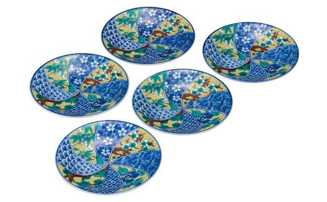 九谷焼　5.5号皿揃　吉田屋松竹梅 （5枚セット）a01 食器 キッチン雑貨 キッチンアイテム 雑貨 小物 お皿 丸皿 食卓 テーブルコーディネート 