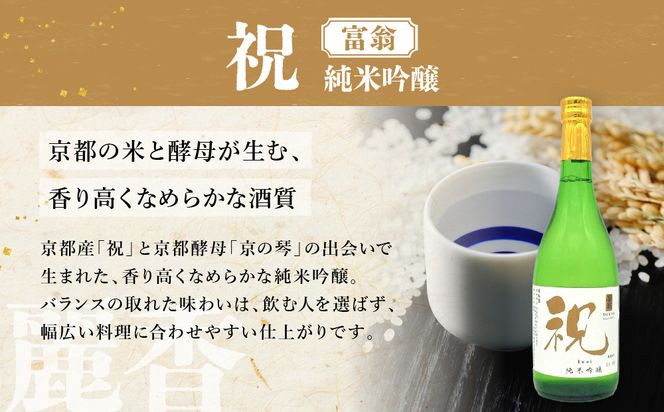 【吟醸酒房 油長】京都伏見の酒 京の酒米「祝」 純米吟醸飲み比べセット ［ 京都 伏見 酒房 飲み比べ 純米吟醸 人気 おすすめ お酒 日本酒 地酒 ご当地 酒蔵 酒造 ギフト プレゼント お取り寄せ 通販 送料無料 ふるさと納税 ］ 261009_A-CN020