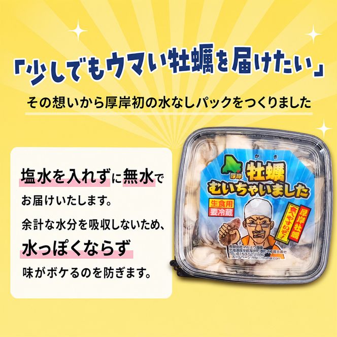 【 4ヵ月 定期便 】牡蠣 北海道 厚岸産 牡蠣むいちゃいました！ 生食用 500g (各回500g×4ヶ月分,合計約2kg)  魚貝類 生牡蠣 マルえもん