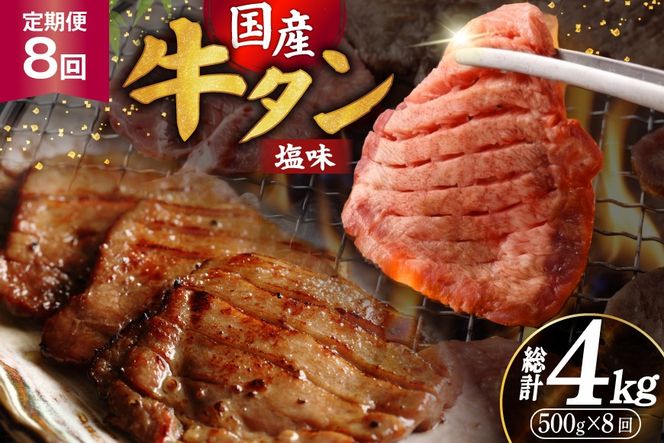定期便 8回 牛タン 厚切り牛タン 希少部位 国産 塩味 500g 3〜4人前 [佐藤精肉店 宮城県 気仙沼市 20566235] 牛タン 肉 牛肉 精肉 牛たん 牛タン塩 牛たん塩 冷凍 焼肉 牛タン BBQ 牛たん アウトドア バーベキュー 厚切り タン 牛たん ふるさと納税 ふるさと 返礼品