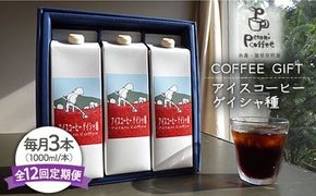 【全12回定期便】アイスコーヒー ゲイシャ種 3本 セット 糸島市 / Petani coffee [ALC023] アイス コーヒー エチオピア ギフト 贈答 プレゼント