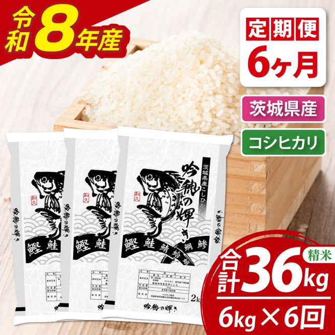 【6ヵ月定期便】 ＜令和8年産＞新米 コシヒカリ 6kg × 6ヵ月 精米 こしひかり 米 ごはん コメ お米 白米 国産 茨城県産
