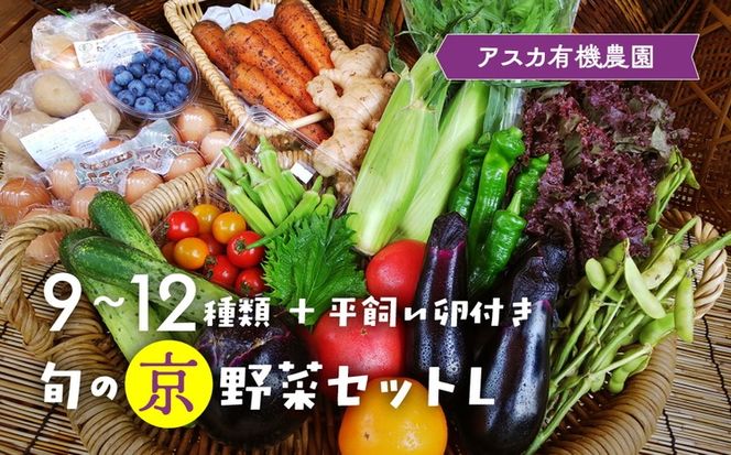 《アスカ有機農園》旬の京野菜セットL(平飼い卵付)
