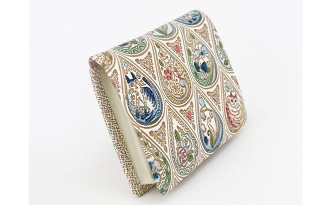 【文庫屋大関】箱まち小銭入れ　花と猫＜インディゴ＞【皮革工芸品】 ファッション小物 財布 民芸品 