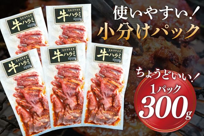大人気！特製タレ漬 牛ハラミ たっぷり 計1.5kg(300g×5p) [モ～ランド 宮城県 気仙沼市 20563342] 牛肉 肉 焼肉 ハラミ はらみ サガリ タレ BBQ おすすめ 焼き肉 焼肉セット 焼肉用 小分け 冷凍