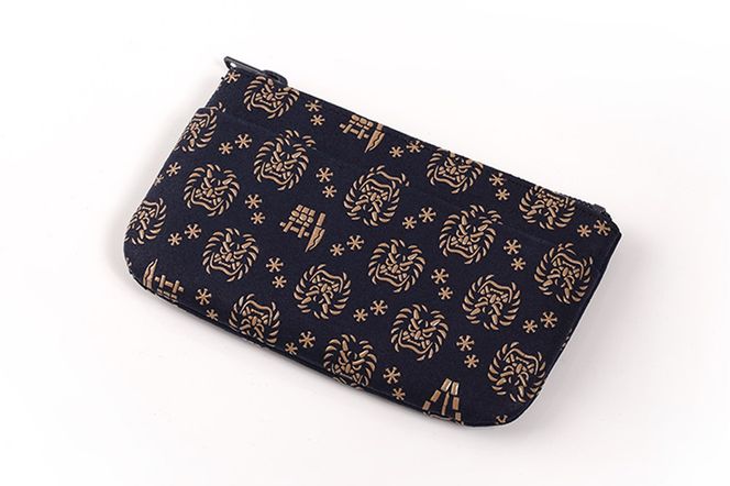 なまはげ館オリジナルデザイン印伝 小銭入れ（ファスナー・紺） 和柄|23_ogt-060101b