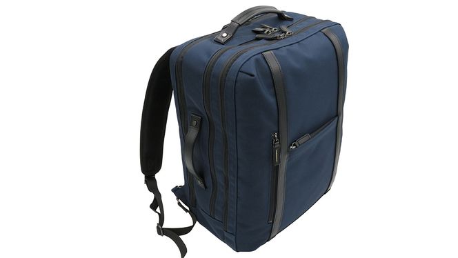 エビータワイド ビジネスリュック ネイビー ( No.5027-60 ) / リュック  豊岡 職人手作り B4サイズ対応 大容量 出張 一泊二日 3層構造 仕分け収納 底鋲 ビジネスバッグ 日本製 メンズ バッグ かばん 鞄 木和田株式会社