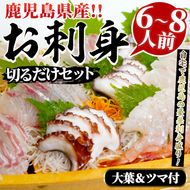 鹿児島県産！お刺身切るだけセット(6人～8人前)国産 刺し身盛 鹿児島産 魚貝 魚介 海産物 刺身 蛸 たこ 海老 エビ かんぱち タイ 簡単調理 おつまみ セット 小分け 個包装【さるがく水産】akn028-17