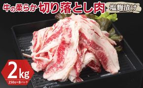 G3393 牛肉 切り落とし 塩麹漬け 合計2kg【味付け 小分け 焼くだけ 簡単調理 BBQ 牛肉 250g×8袋】
