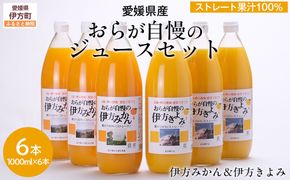 【先行予約】【愛媛県産】おらが自慢のジュースセット（1000ml×6本/みかん3、きよみ3） ストレート果汁100％ 無添加・無着色（2026年4月より順次発送） IKTI014
