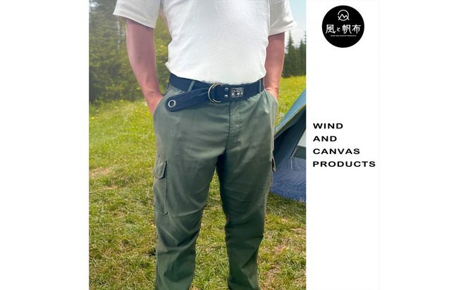 香川県産 丈夫でやさしい綿の手触り 帆布のWリングベルト L、ブラック、１点 372013_LJ006VC05