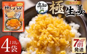 しょうが 味付け 極しょうが 110g×4袋 計440g 【7日程度で発送】 早い スピード発送 7日程度 早く 届く 生姜 ジンジャー ご飯のお供 おかず トッピング アレンジ 料理 手軽 便利 刻み生姜 国産 特産品 しょうが ショウガ 高知県産 坂田信夫商店 高知県 香南市 常温 Xnb-0013