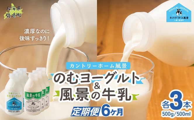 【定期6ヶ月】のむヨーグルト500g 風景の牛乳500ml 各3本 SKB109