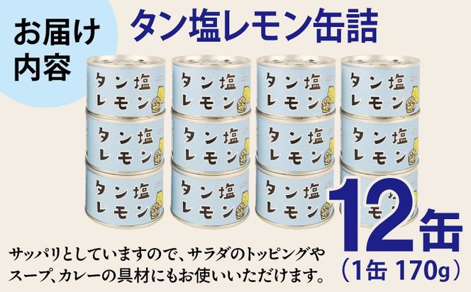 020C573 タン塩レモン缶詰 12缶セット【豚タン 豚たん おかず おつまみ 防災 備蓄 非常食 防災缶 長期保存】