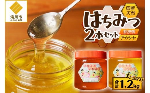 【北海道滝川産】高見養蜂場の純粋はちみつセット(アカシヤ&菩提樹、シナの木600g×各1本 計2本)｜国産 日本製 天然 無添加 純粋 非加熱 生はちみつ ミツバチ ハニー 栄養 健康 美容 ビタミン ミネラル 抗生物質 プロポリス アミノ酸 濃厚 ギフト 贈答