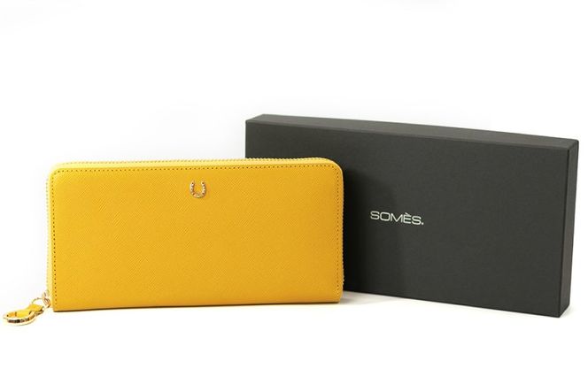 SOMES PT-71 ラウンド長財布 (イエロー) [ソメスサドル 北海道 砂川市 12260858] 財布 サイフ さいふ 革 レザー ラウンド ファスナー ラウンド 長財布 本皮 牛皮 イエロー