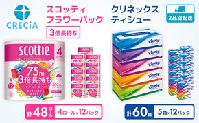 トイレットペーパー ティッシュ スコッティ 日用品 セット フラワーパック